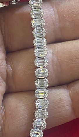 Women's Solid 925 Sterling Silver 7.5 Inch CZ Tennis Bracelet fancy /x2