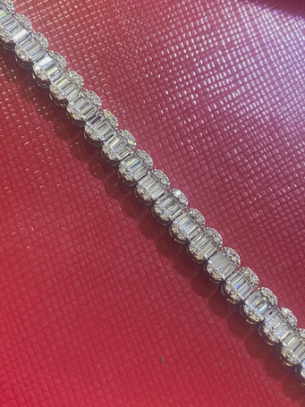 Women's Solid 925 Sterling Silver 7.5 Inch CZ Tennis Bracelet fancy /x2