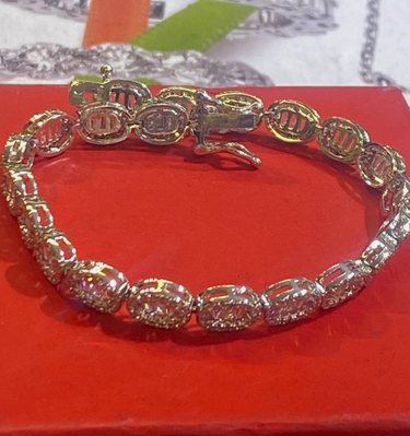 Women's Solid 925 Sterling Silver CZ Tennis Bracelet fancy /a2