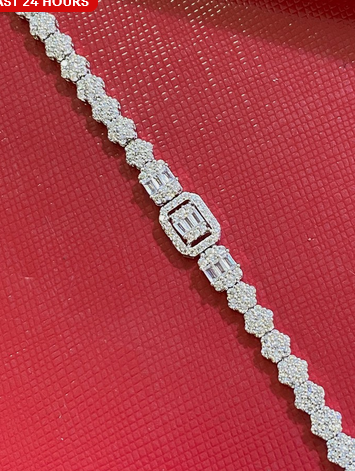 Women's Solid 925 Sterling Silver 7.5 Inch CZ Tennis Bracelet fancy /x3