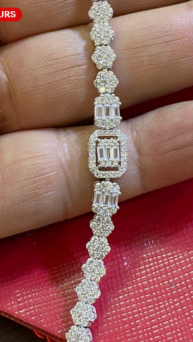 Women's Solid 925 Sterling Silver 7.5 Inch CZ Tennis Bracelet fancy /x3