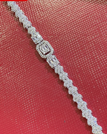 Women's Solid 925 Sterling Silver 7.5 Inch CZ Tennis Bracelet fancy /x3