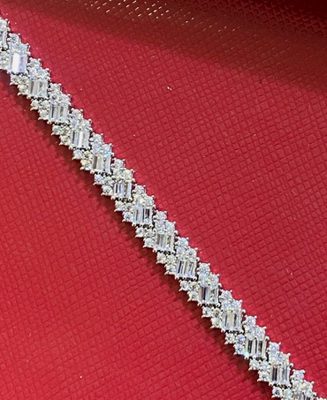 Women's Solid 925 Sterling Silver 7.5 Inch CZ Tennis Bracelet fancy /x6