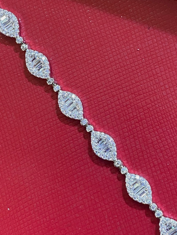 Women's Solid 925 Sterling Silver 7.5 Inch CZ Tennis Bracelet fancy /x8