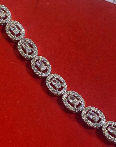 Women's Solid 925 Sterling Silver CZ Tennis Bracelet fancy /a3