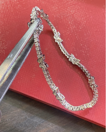 Women's Solid 925 Sterling Silver 7.5 Inch CZ Tennis Bracelet fancy /butterfly