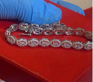 Women's Solid 925 Sterling Silver CZ Tennis Bracelet fancy /a3