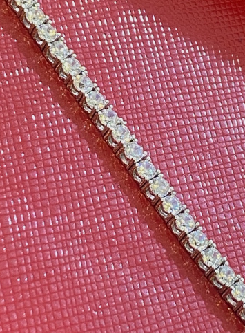 Women's Solid 925 Sterling Silver CZ Tennis Bracelet fancy /a4