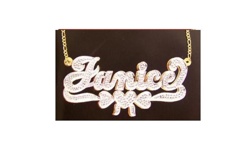 “custom 3D double plate name necklace real gold”