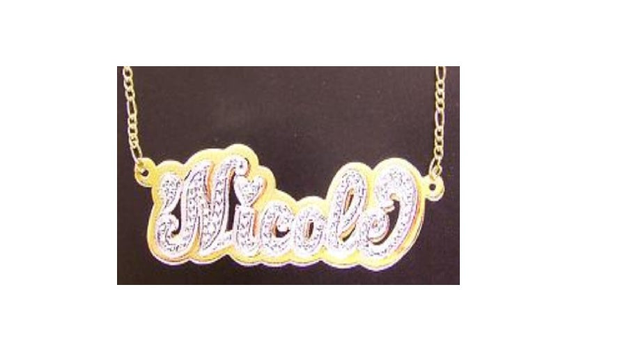 “gold personalized double plate name necklace custom jewelry”