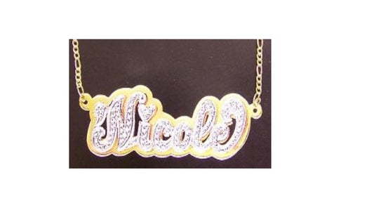 “gold personalized double plate name necklace custom jewelry”