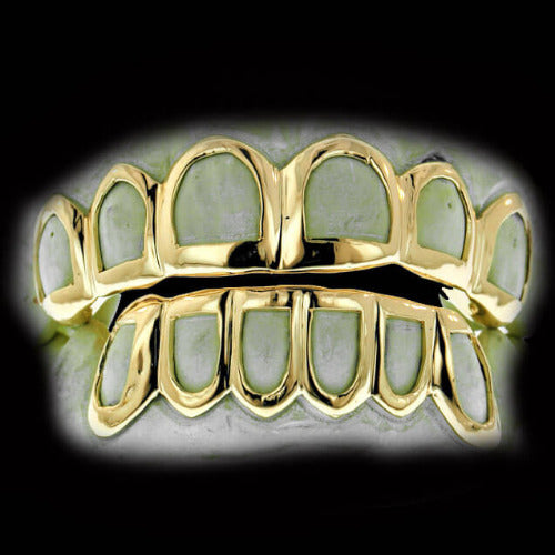 Gold Teeth Caps Grillz mold kit 6 teeth Grills gold plated - white gold -10k - 14k /z8