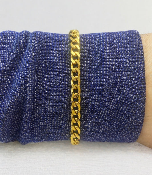 “men’s 5mm gold plated Miami Cuban link bracelet adjustable”