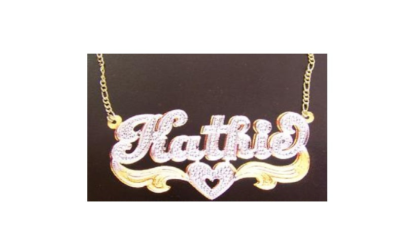 “gold personalized 3d double plate name necklace custom jewelry”