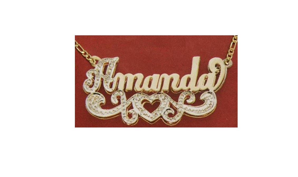 “personalized 3D double plate name necklace gold A2”