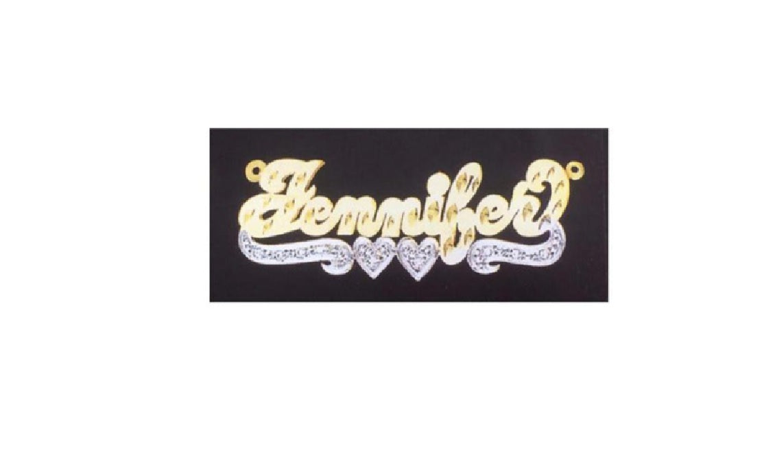 “personalized 3D double plate name necklace gold custom”