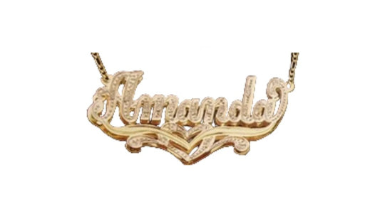 personalized 3d double plate name necklace pave script