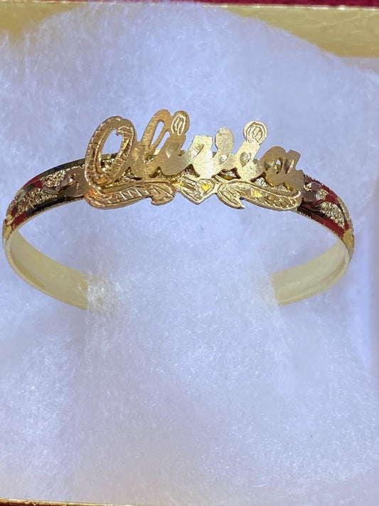 Baby Name Bangle Bracelet Personalized adjustable 