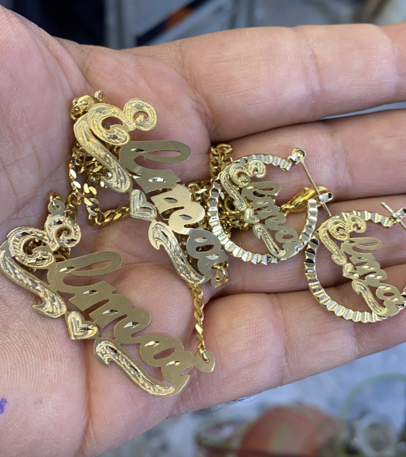personalized baby name hoop earrings bracelet necklace set 14k gold custom newborn jewelry