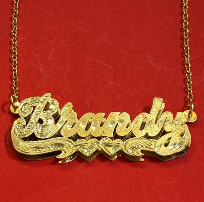 personalized double name necklace two hearts 3d gold custom nameplate jewelry