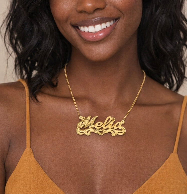 “custom personalized name necklace gold nameplate jewelry”