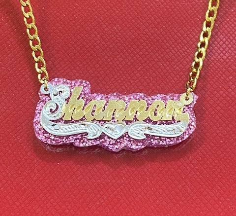 personalized name necklace with onyx heart tail gold custom nameplate jewelry