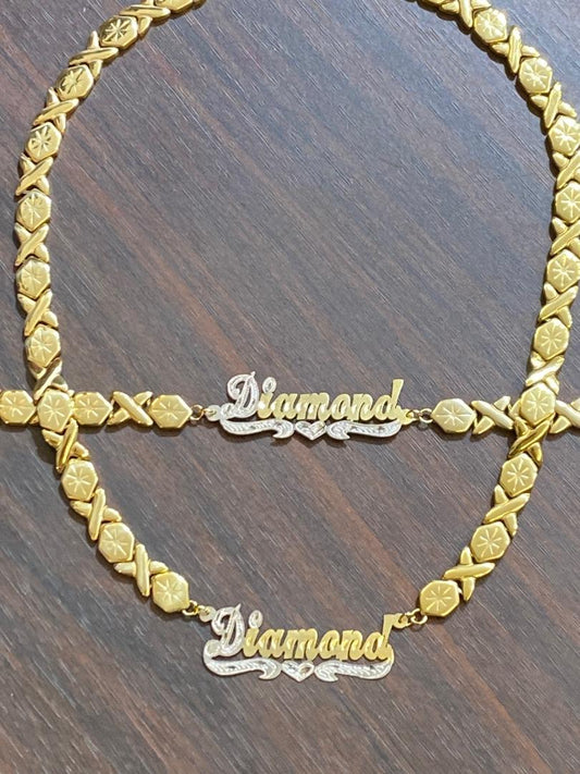personalized xoxo name necklace bracelet set gold custom jewelry love gift
