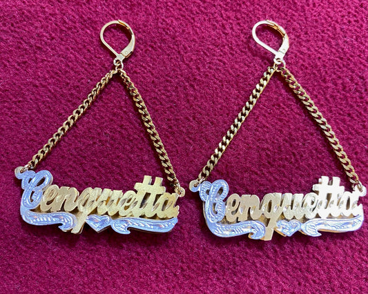 personalized name dangle earrings