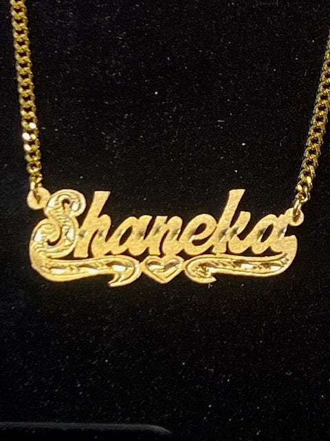 personalized name necklace with heart tail