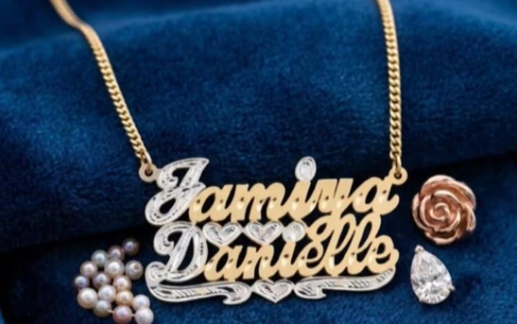 personalized two name necklace with free cuban chain