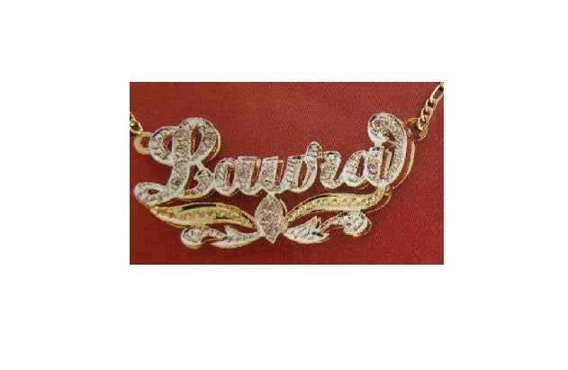 3d double plated name necklace modern style