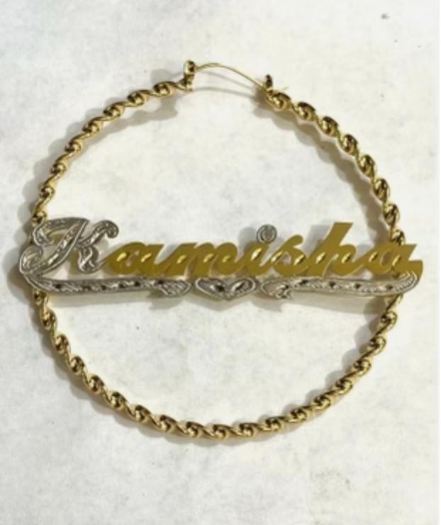 twisty personalized name hoop earrings 3 inches /THIN