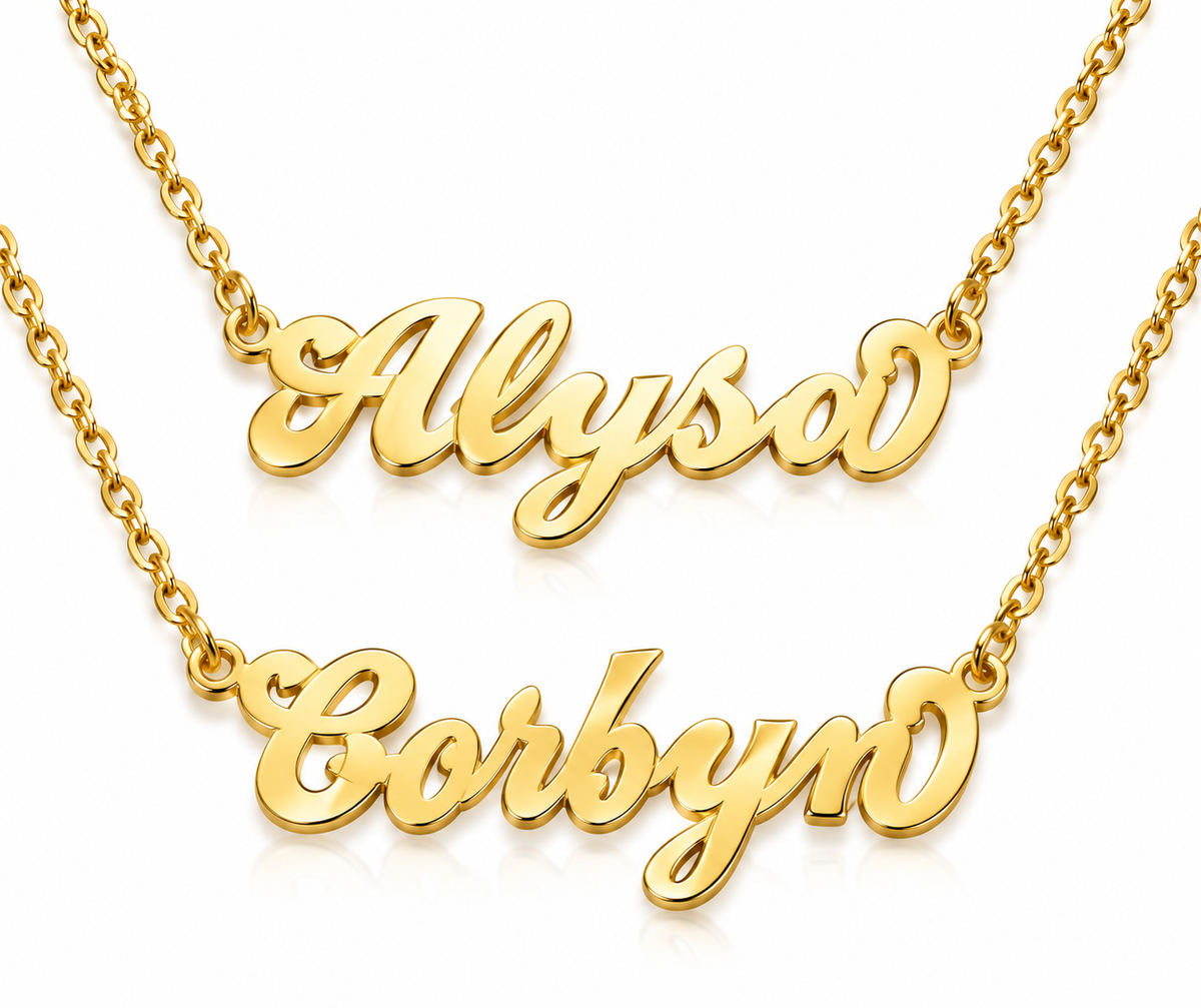 Personalized Name Necklace Custom Gold Plated Stainless Steel Nameplate Jewelry