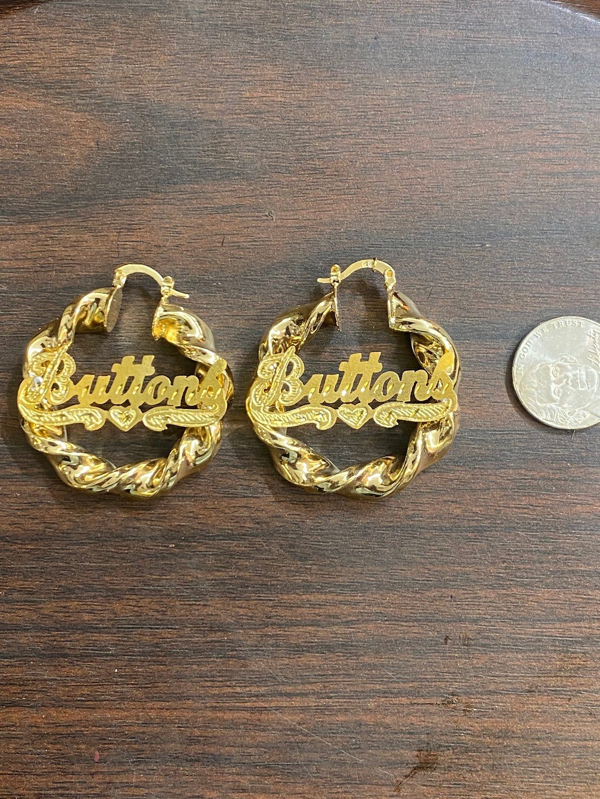 1.5 inch name hoop earrings