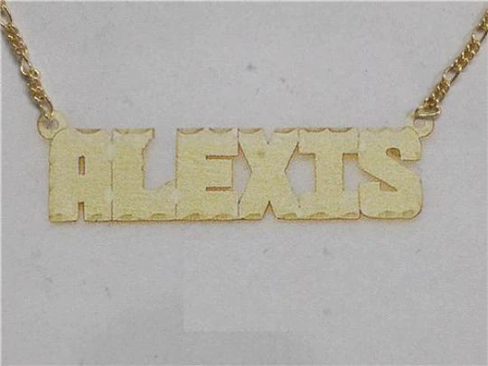 14k Gold Plate Personalized Any Block Letter Name Single Plate Nameplate Necklace