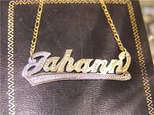 14k Gold Plate Personalized Any Name Single Plate Nameplate Necklace tail