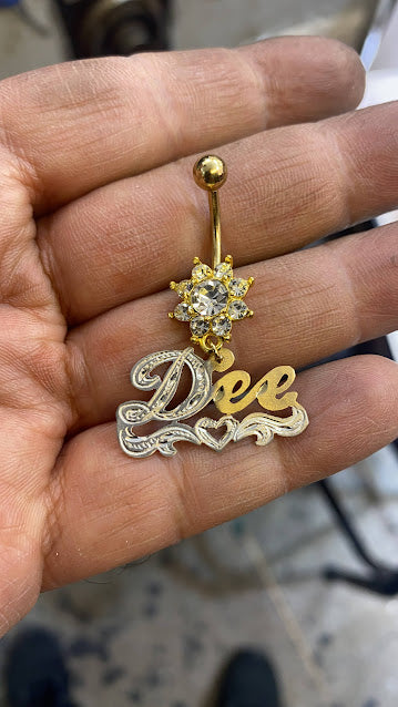 personalized name belly ring