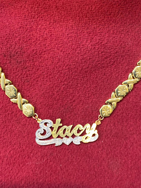 personalized name necklace 3d double plated xoxo chain