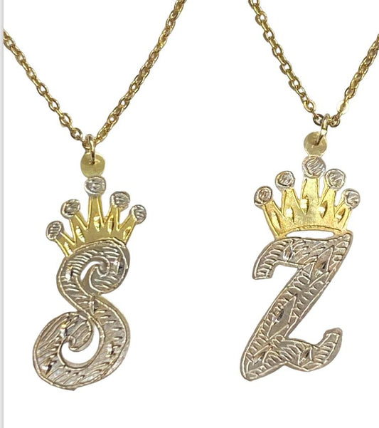 Any initial necklace pendent with crown