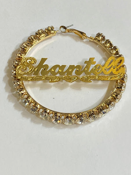 cz stone personalized hoop name earrings