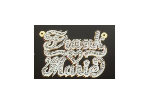 “personalized 3D double plate name necklace two names gold”
