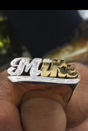 14k Gold Plate Personalized Any Name Any Size 3d High Rise Ring