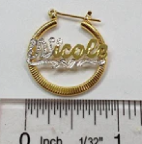 Baby Personalized 14k Gold Plated 1 Inch Any Name Earrings Hoop/Gold Overlay