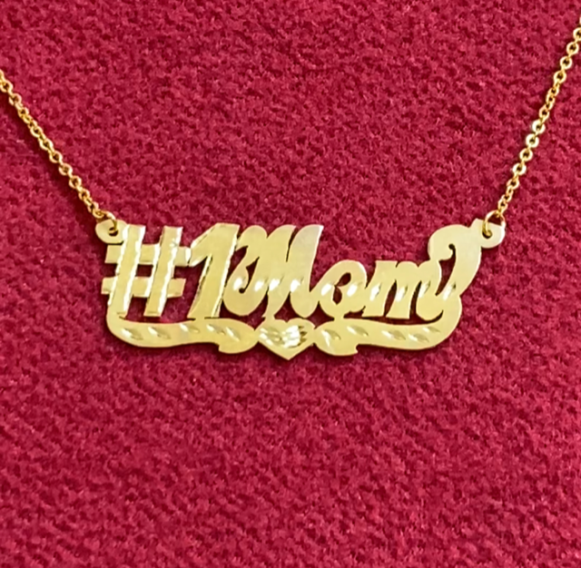 personalized #1mom name necklace gold overlay