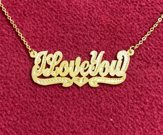 personalized i love you name necklace gold overlay