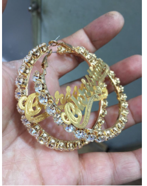 cz stone name hoop earrings