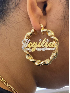 personalized hoop name earrings twisty 3"