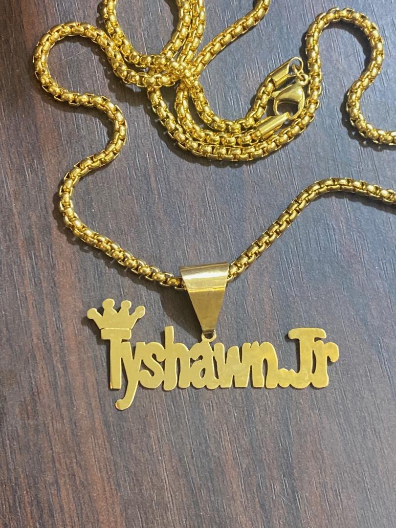 personalized name necklace chain with crown big chain