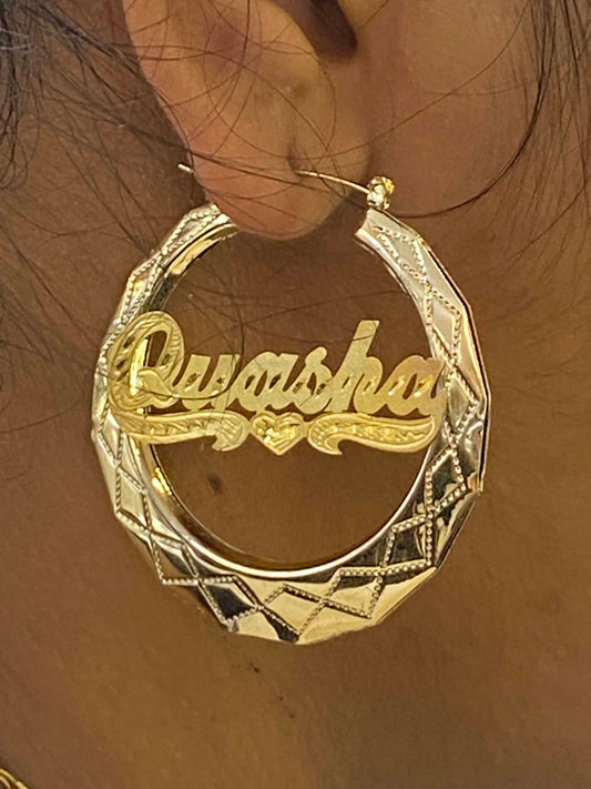 personalized name hoop earrings  2" /a3