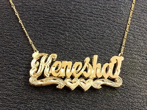 Personalized 3D Double Plate Name Necklace /A18